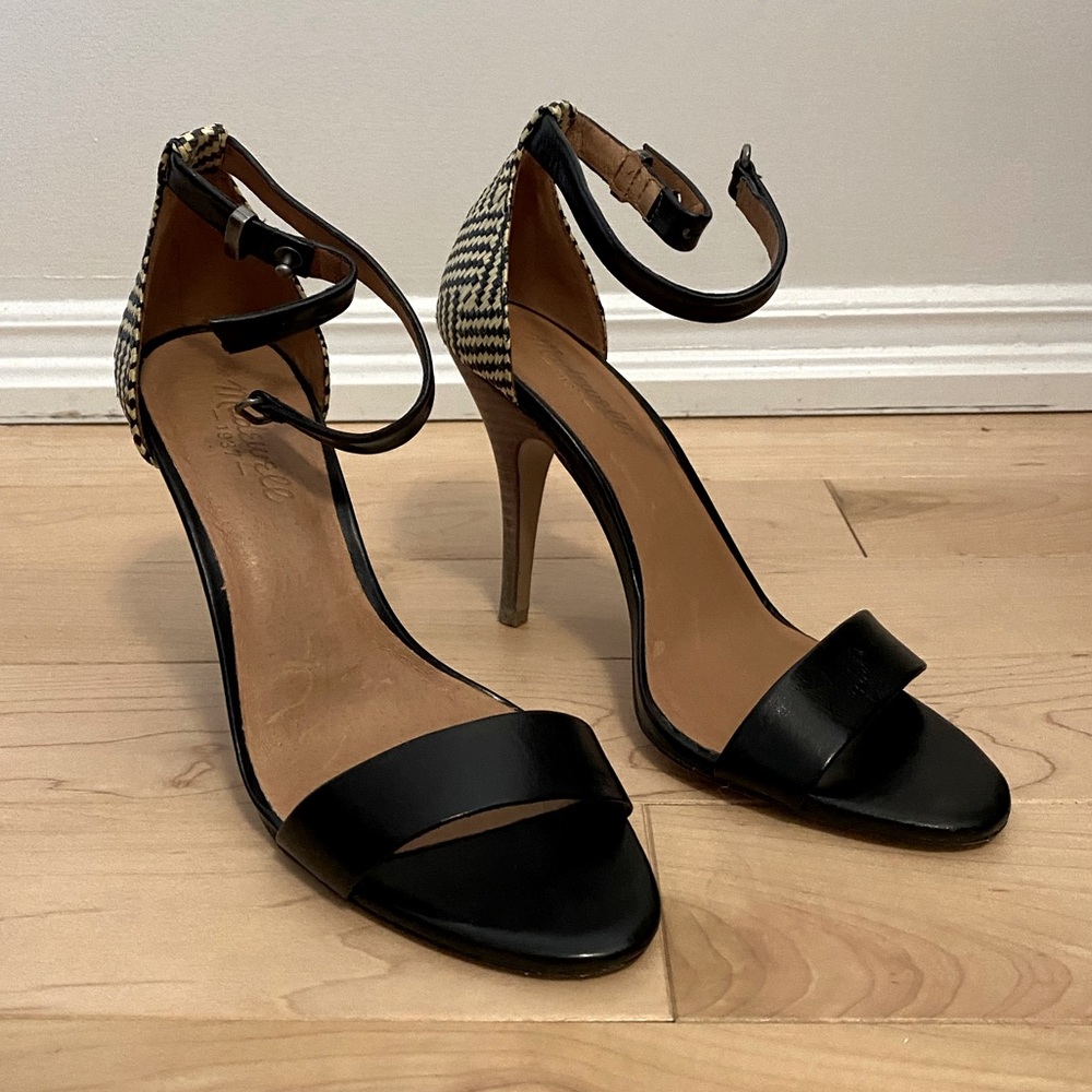 Madewell “Marcel” woven heel, black, 8.5
